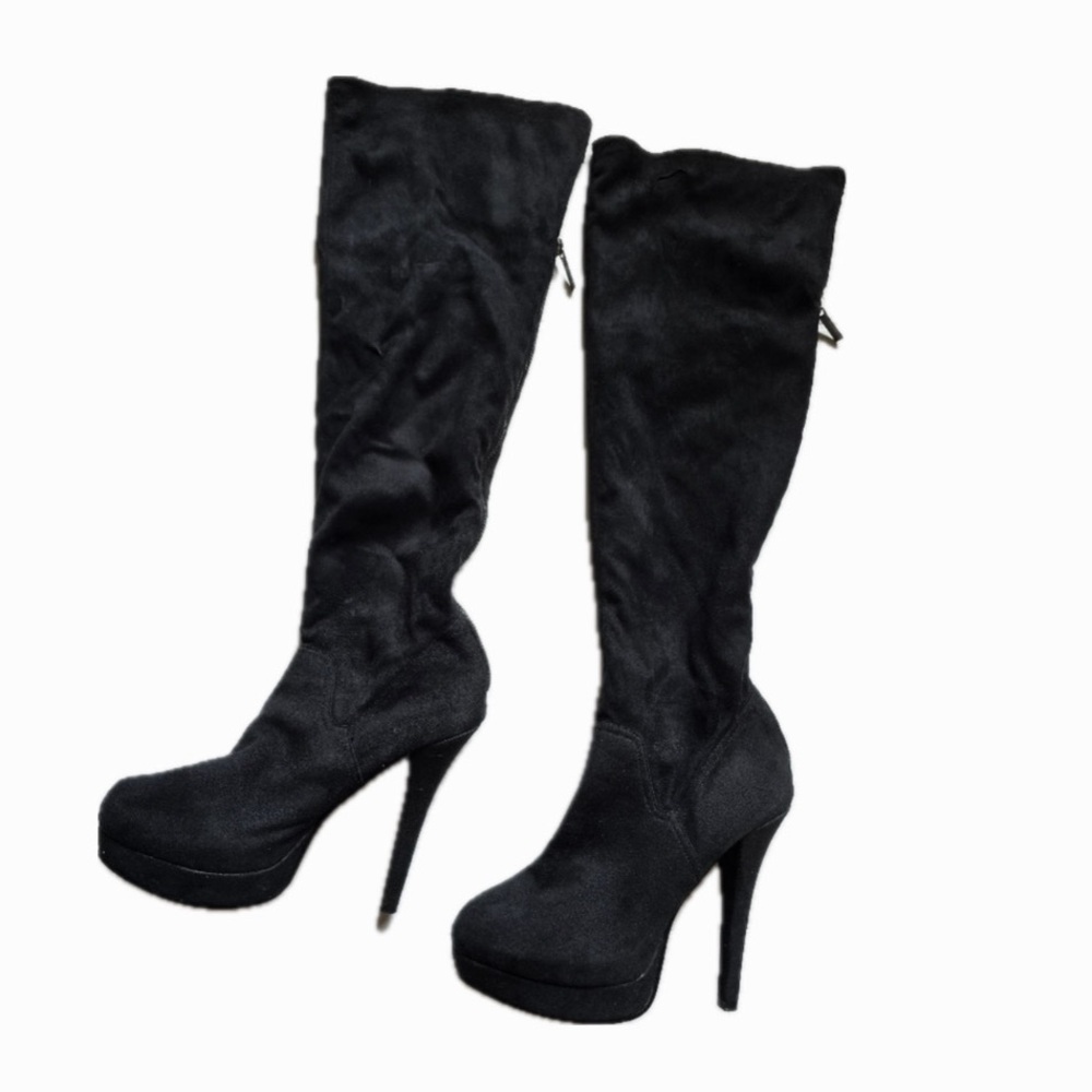 Kardashian Kollection Black Suede Over the Knee Stiletto Heel Boots 9.5